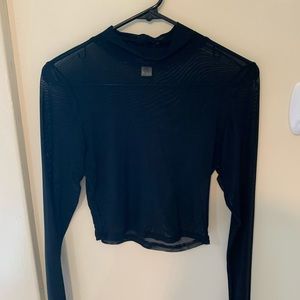Black mesh high neck top